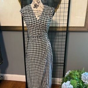 J. Crew Black and White Checkered Midi Dress